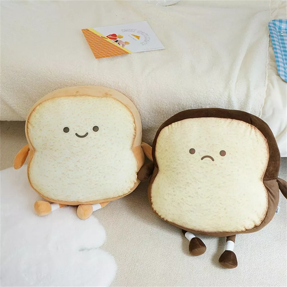 Giant Emoticon Toast Bread Bed Cushion Stuffed Bread Cartoon Food