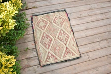 Turkish Kilim Rug 18''x30'' Handwoven Sivas Mini Cicim Kilim 46x78cm Chair Rug