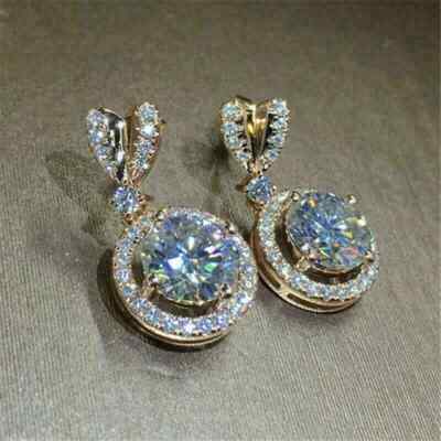 3Ct Lab Created Diamond Drop & Dangle Earrings 14K Yellow Gold Silver Plated