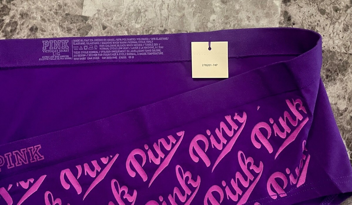 FROM JAPAN専用 NWT VICTORIA'S SECRET PINK LARGE PURPLE LOGO SEAMLESS RARE HIPSTER