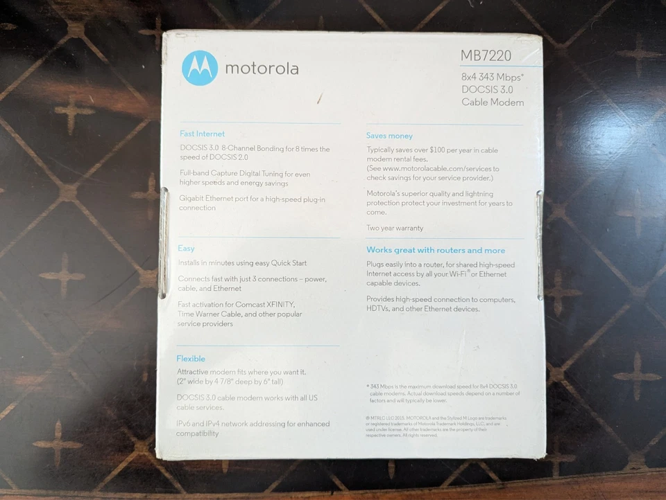 Motorola DOCSIS 3.0 Cable Modem - MB7220 - Image 2 of 2