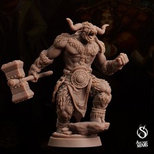 Minotaur Barbarian Pose 2 - Hammer  Arcane Minis  D D Miniature
