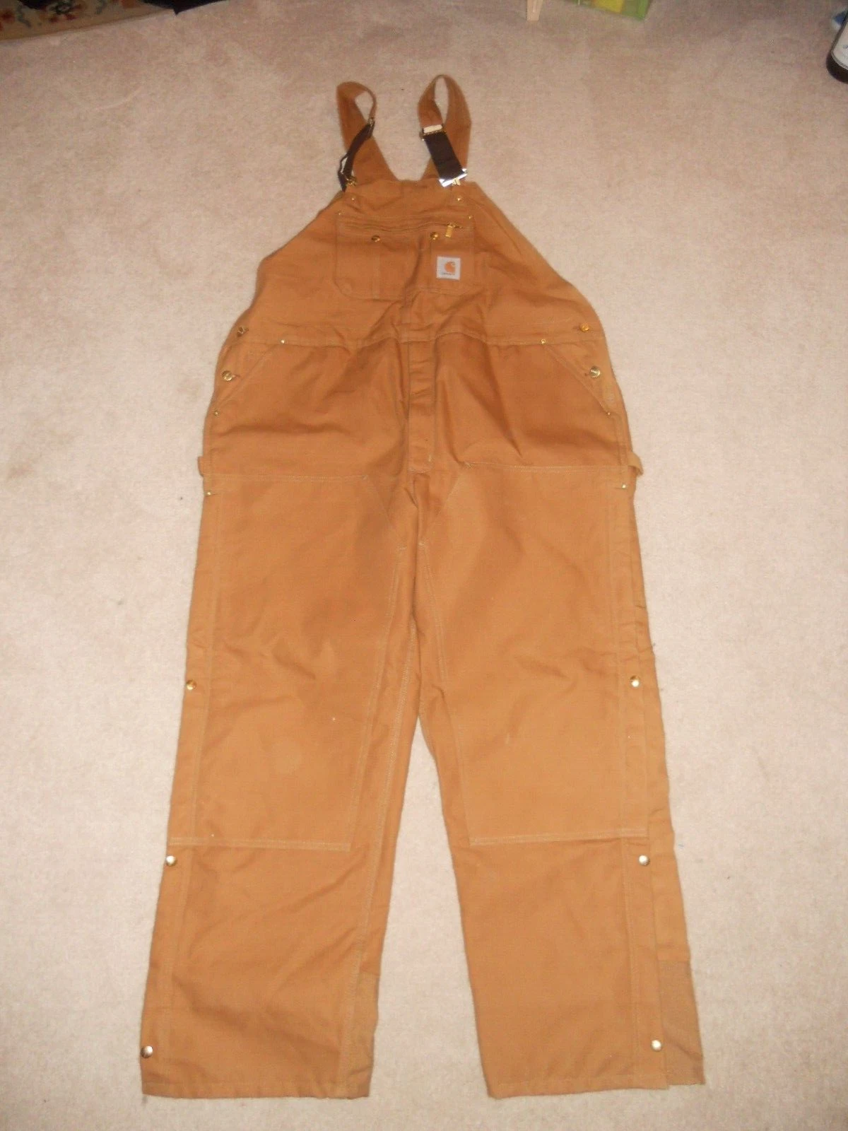 Nwt Carhartt Insulated Duck Bib Overalls Quilt Lined Zip to Thigh 50x32 R41-Brn