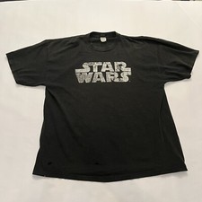 Vintage Star Wars A New Hope Retro Logo Short Sleeve Black T-Shirt Mens Large