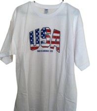 Mens T-shirt USA Flag Freedom Tshirt shirt Red white Blue Made in America Tee