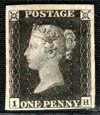 GB PENNY BLACK QV Stamp SG.2 1840 1d Plate 1b (IH) Mint LMM Cat £12,500 GRED22