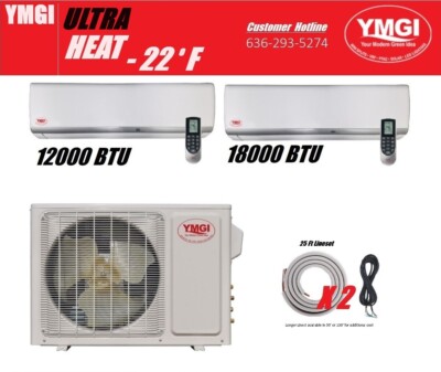YMGI 30000 BTU Two ZONE DUCTLESS MINI SPLIT AIR CONDITIONER Heat Pump HTY