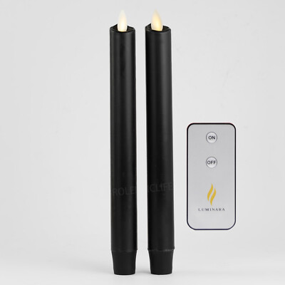 luminara 9.5'' Flameless LED Taper Candles black Moving Wick Timer Remote,2 pcs