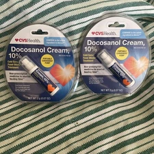 2 Lot-CVS Health Docosanol Cream 10% Cold Sore Fever Blister Treatment Exp 03/26