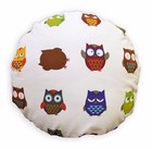 LL407n Beige Grey Brown Turquoise Blue Cotton Canvas Round Shape Cushion Cover