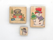Hero Arts - Wood Block Rubber Stamps - Snowmen - Winter - Christmas