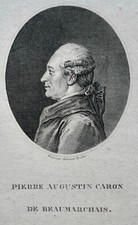 PIERRE AUGUSTIN CARON DE BEAUMARCHAIS (1732-1799) PARIS PORTRAIT 19TH CENTURY ENGRAVING