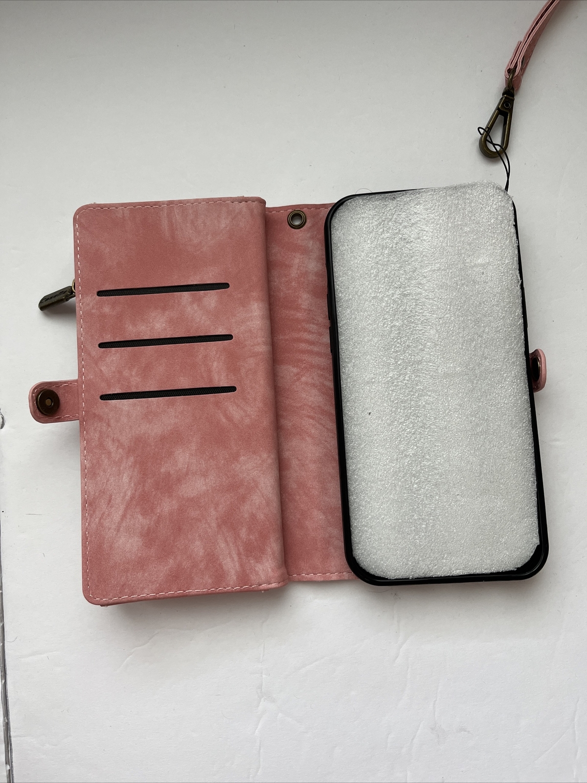 Pink Wallet Style Card Holder iPhone 14 Pro Max Phone Case-image