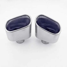 Pair Oval Out Exhaust Tips 2.13 Inlet Slant Cut Rolled 7 Long Stainless Steel