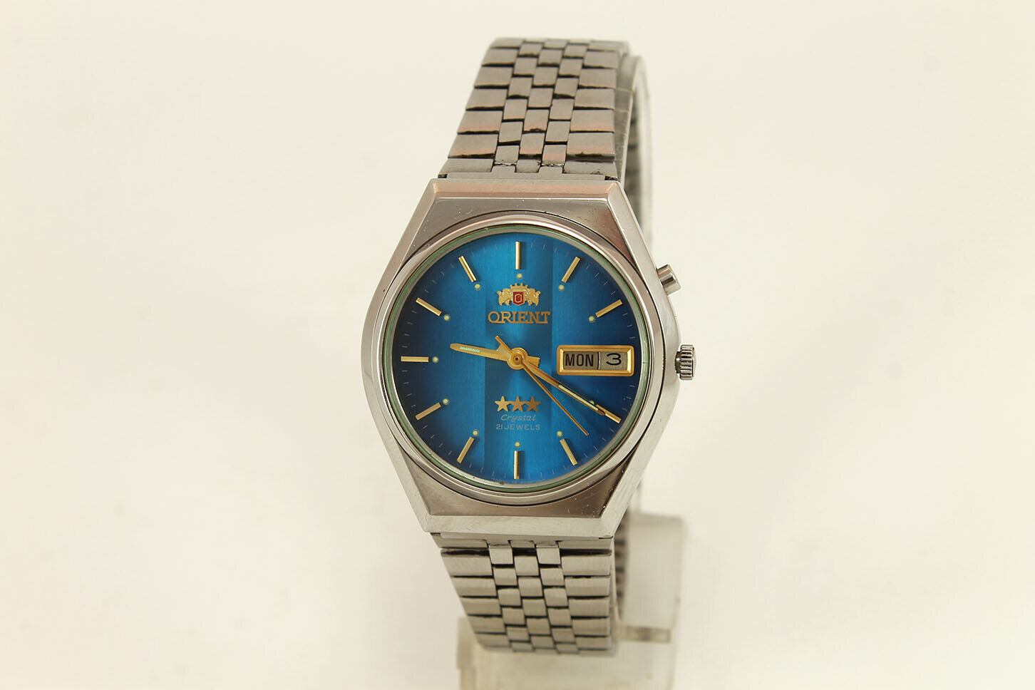 Excellent ORIENT 46943 Automatic 21 J Mechanical Japan Watch Blue Dial  1970's