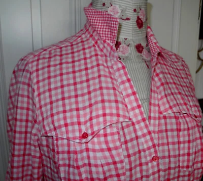 Chemisier CAMAIEU vichy rose blanc t 40 manches transformables - Photo 1/4