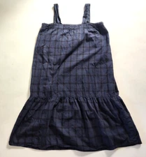 APC MADRAS Blue Windowpane Plaid Strap Tiered Dress ~ Women's Small