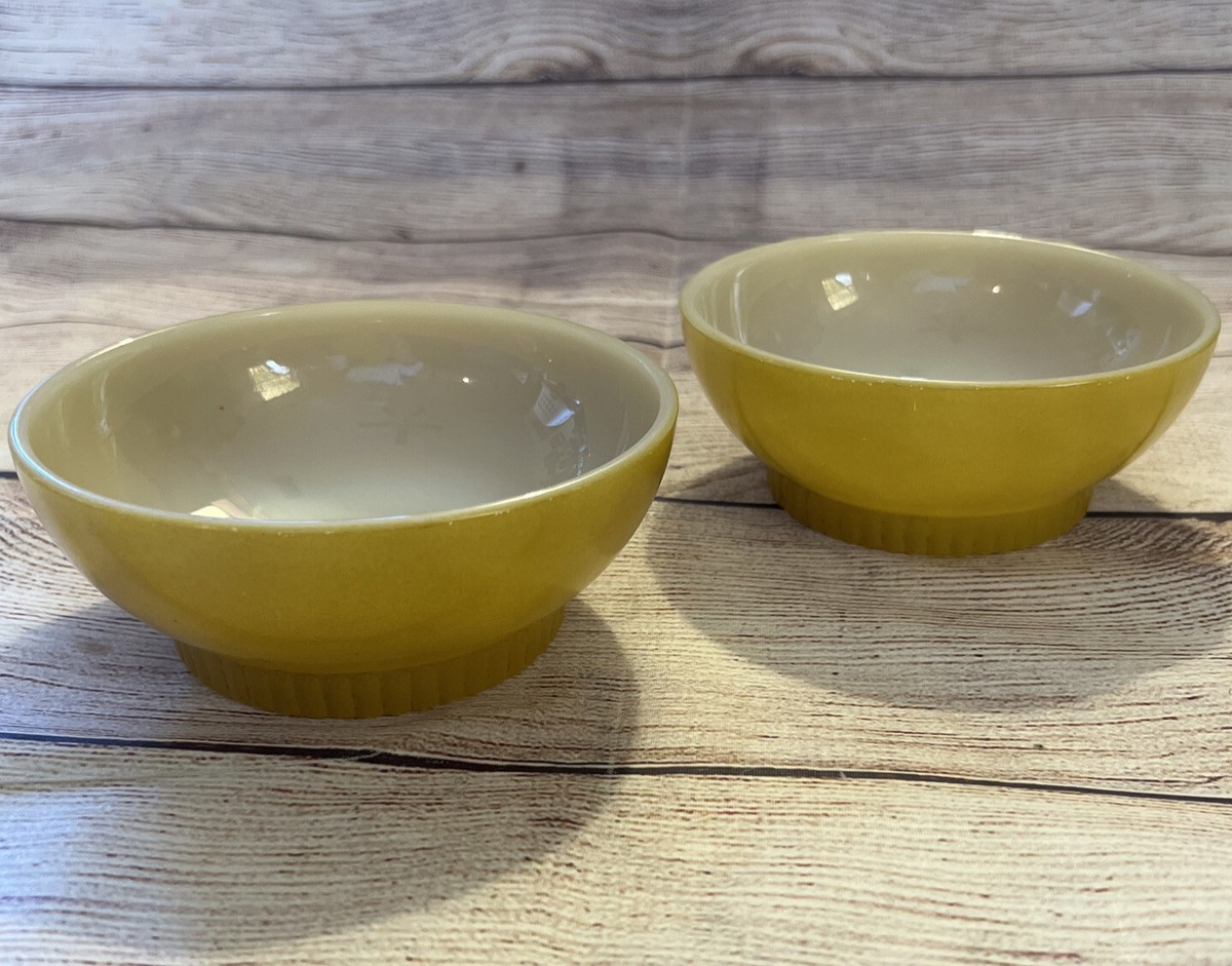 Pair 2 Vintage Fire King Anchor Hocking Small Footed 5” Bowl 