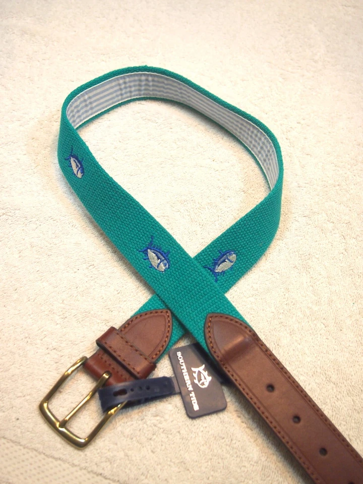 Southern Tide Needlepoint Embroidered Skipjack Belt Augusta Green NWT 32 $75 - Image 2 of 4