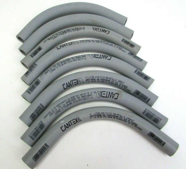 Lot of (8) Cantex PVC 90 Degree Elbow 1/2" UL40 Nonmetallic Conduit