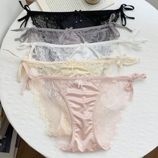 5 Pack Lot Ladies Womens Lace Satin Panties Underwear See Through Sheer Briefs