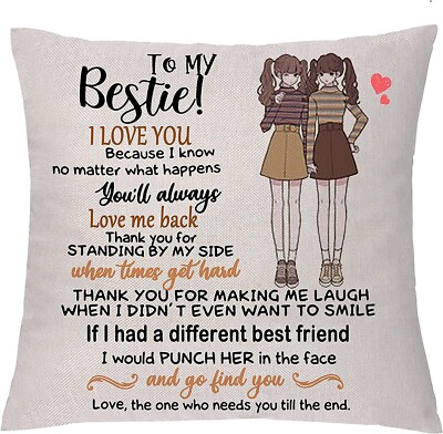 To My Bestie Cover Pillow Cases Hug Friend Birthday Gift UK - Main Image