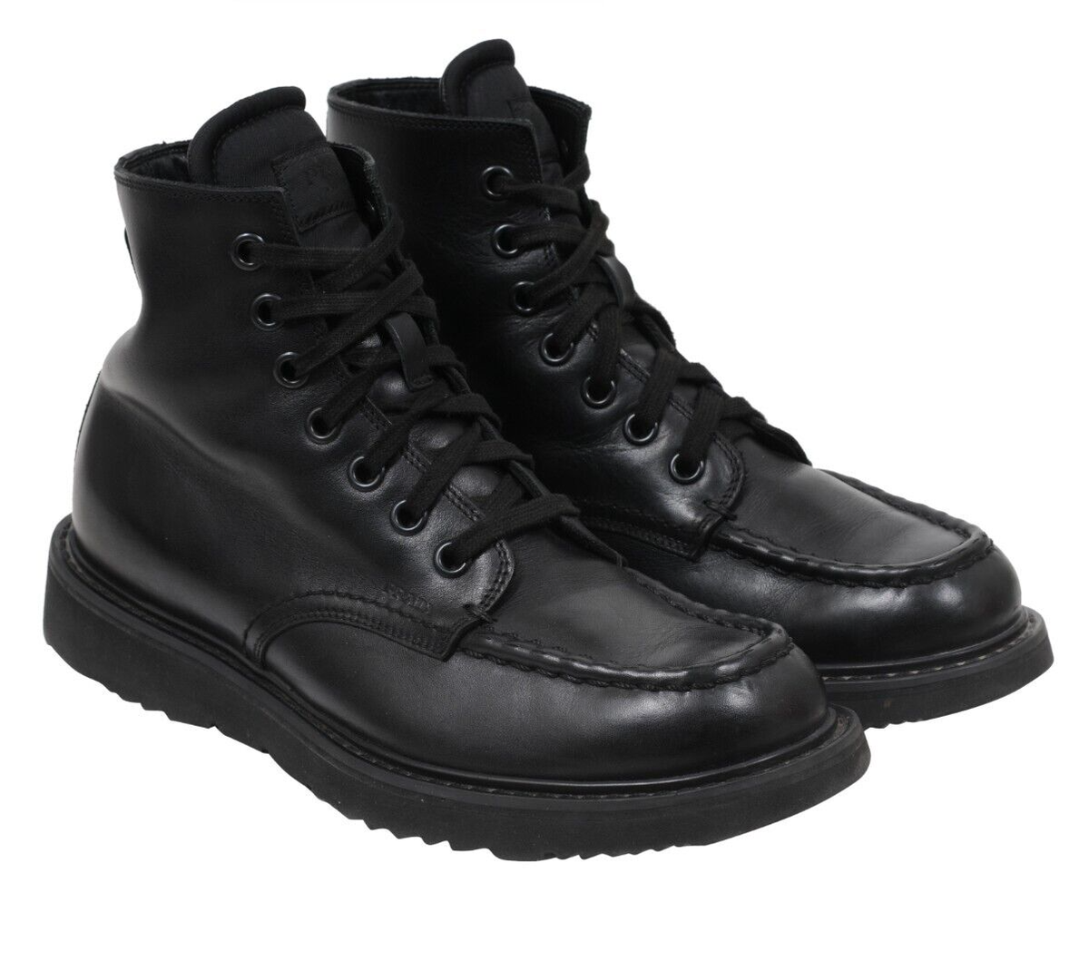 Prada Men Combat Half Ankle Boots US8.5 UK 7.5 Black Leather Prada Men Combat Half Ankle Boots US8.5 UK 7.5 Black Leather