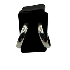 Silver Tone Hoop Earrings 2.5 inch