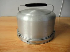 VINTAGE 1950S MIRRO METAL CAKE CARRIER W BONUS SECOND CAKE COVER