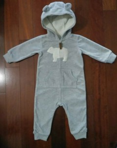 Carter S Boy S 12m One Piece Zip Up Warm Fleece Winter Hoodie Romper Jumpsuit Ebay