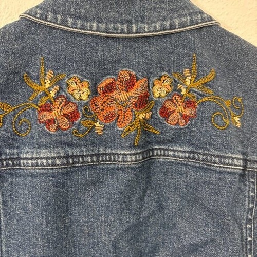 Pendleton Denim Vest Beaded Floral Design Medium Wash Vtg Size M Front Pockets - Picture 6 of 6