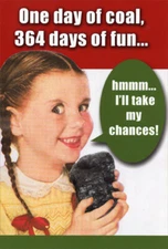 One Day Of Coal Box of 12 Humorous  Funny Nobleworks Christmas Cards