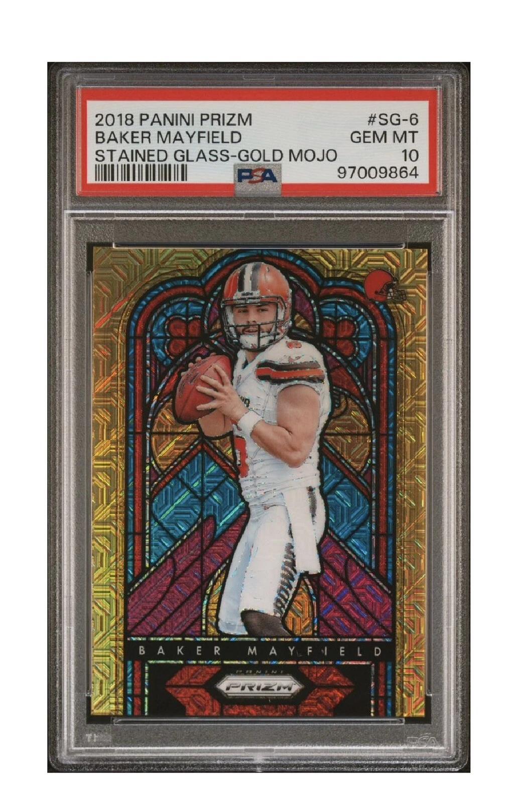 Baker Mayfield Panini Prizm Stained Glass #SG6 Gold Mojo