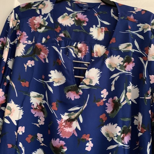 APT.9 BLUSE GRÖSSE 3X BLAU BUNT GEBLÜMT ÄRMEL 3/4 DAMEN BLUSE. NEU MIT ETIKETT - Bild 7 von 12