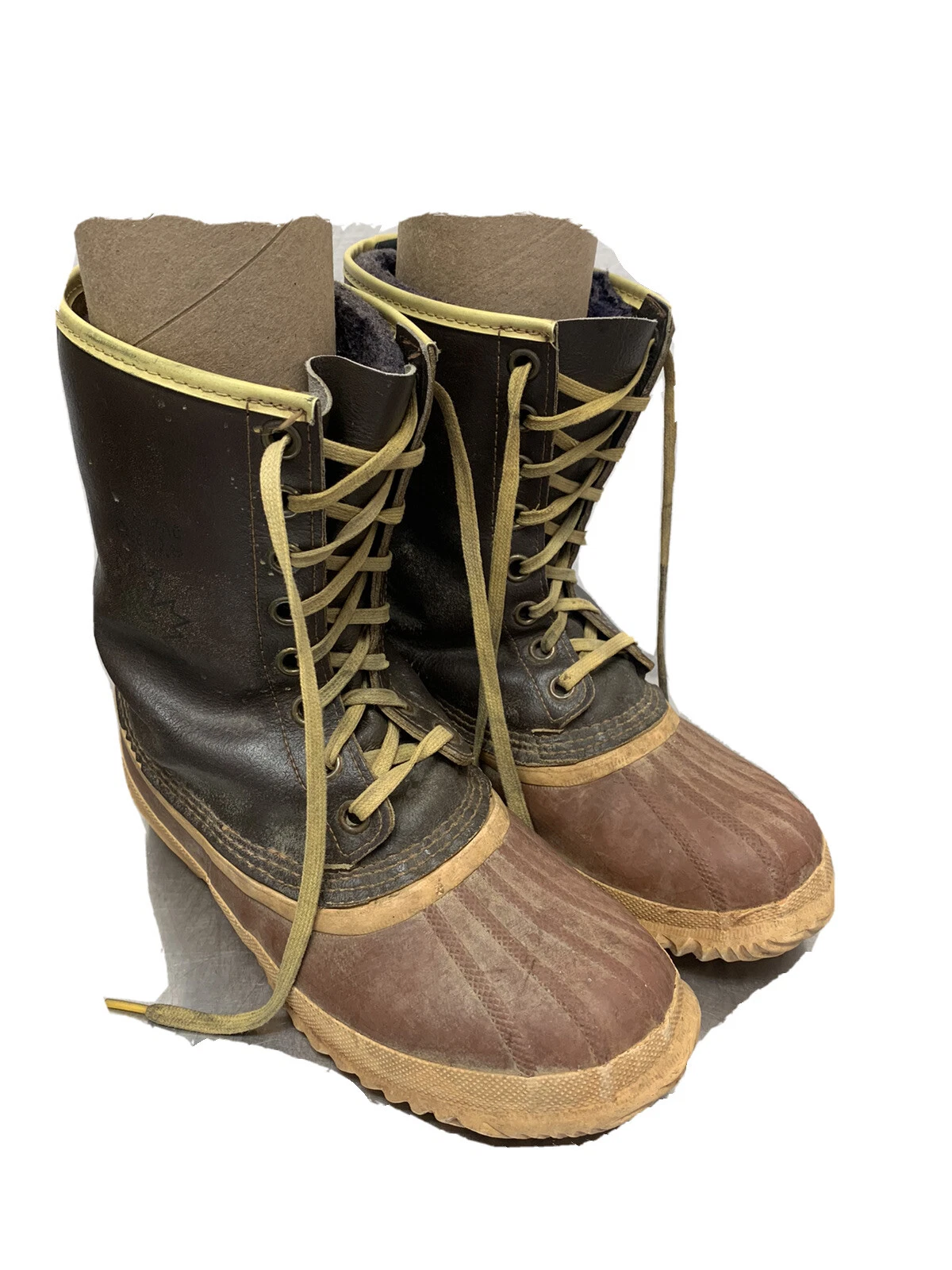 Sorel Men's Snow Winter Duck Boots Brown Lace Up Wool Lined Size 8 Canada
