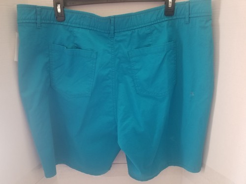 LIZ CLAIBORNE Flexi-Fit Waistband Turquoise Cotton Shorts - Plus Size 22W - NWT - Picture 2 of 2