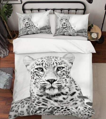 3D Leopard Head C104 Animal Bed Pillowcases Blanket Cover Set Wendy-