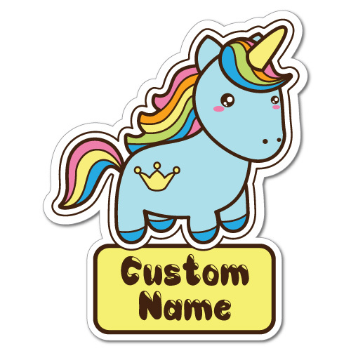 Custom Kid's Name Unicorn Blue Sticker Decal Car Vinyl Personalized Text #7219EN - Bild 1 von 2
