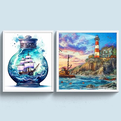 Full Embroidery Eco-cotton Thread 14CT Print Landscape Cross Stitch ...