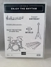 ENJOY THE RHYTHM Stamp Set Stampin Up Drums Music Guitar Piano Keys A24
