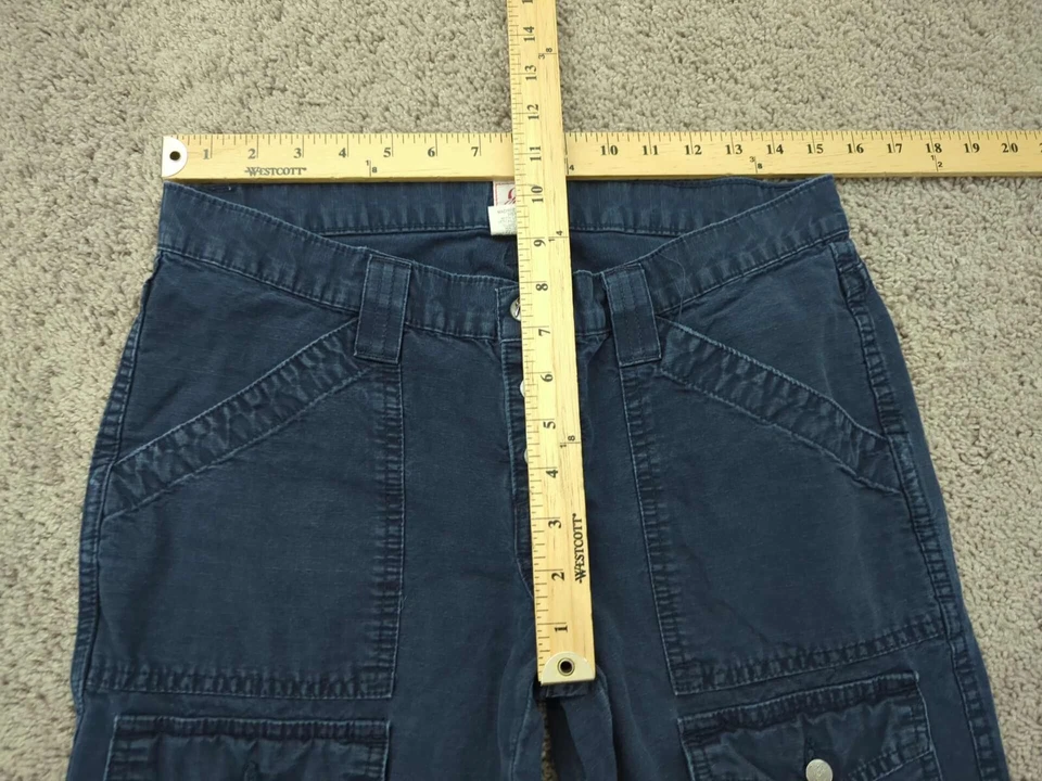 Pantalones utilitarios Joie para mujer 30 azules tiro bajo acampanados pierna ancha Y2K hechos en EE. UU. Foto 4 de 4