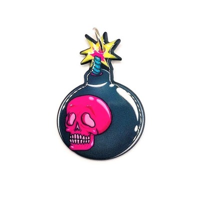 1, 4, or 20 BULK pcs, Black Bomb with Pink Skull Charms -US Seller- BK1218