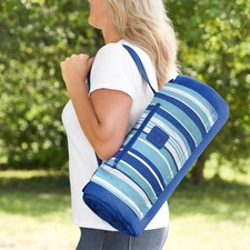 MEMBER'S MARK OVERSIZED 8' X 8' OUTDOOR BLANKET, AQUA STRIPE NEW