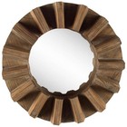 Maklaine Traditional 17" Round Brown Wood Decorative Frame Mirror