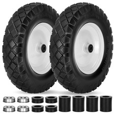 Pontuss Upgraded 16 Flat Free Wheelbarrow Wheels And Tires 16 Inch Black