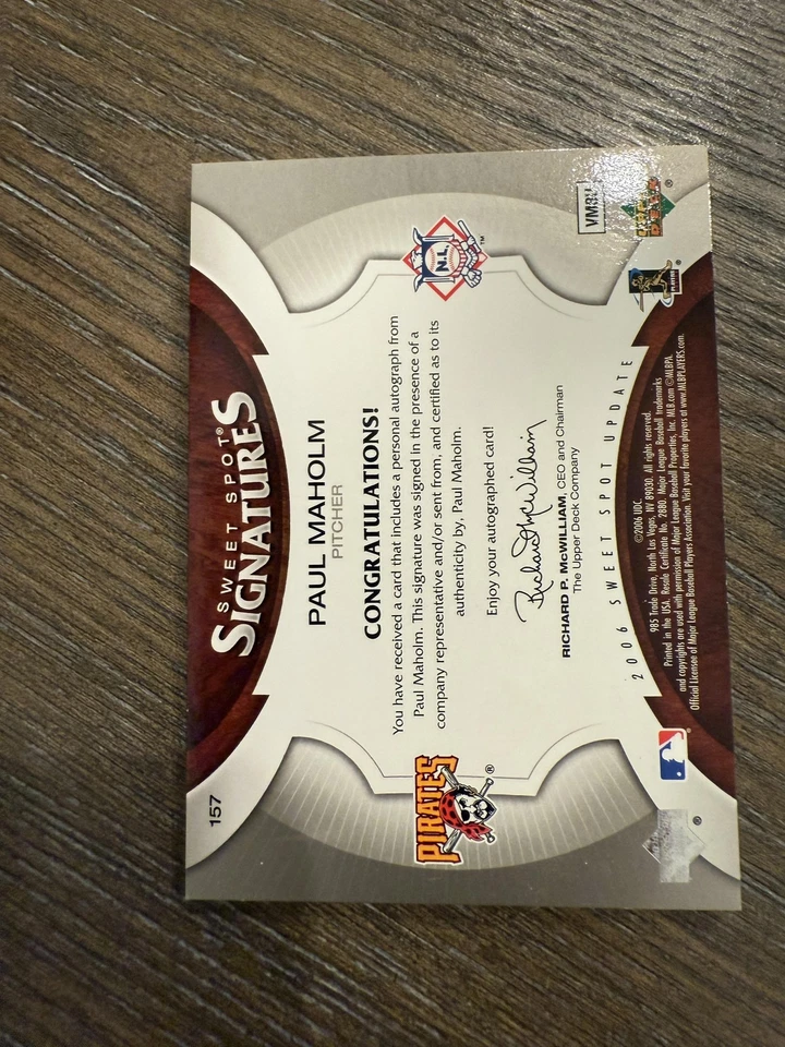 Upper Deck Sweet Spot 2006 actualización #157 Paul Maholm Foto 2 de 2