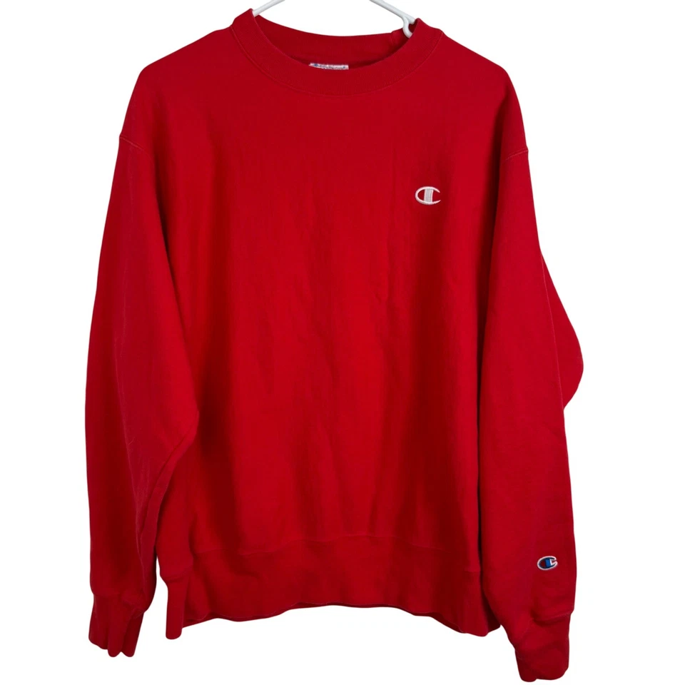 Sudadera De Colección Champion Tejido Inverso Para Hombre Grande Roja Cuello Redondo Pullover Algodón Foto 2 de 4