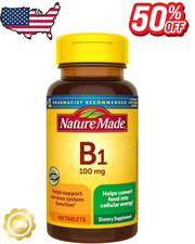 Nature Made B1 Thiamine 100mg 100 Tablets Daily Energy Metabolism  Nerve Suppor