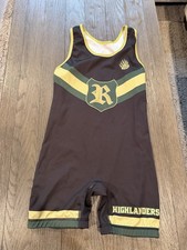 Mens Royal Highlanders High School Team Spandex Wrestling Singlet Medium
