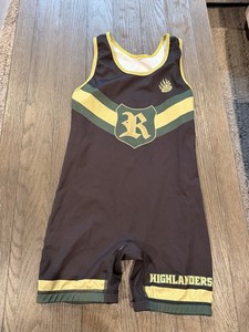 Mens Royal Highlanders High School Team Spandex Wrestling Singlet Medium